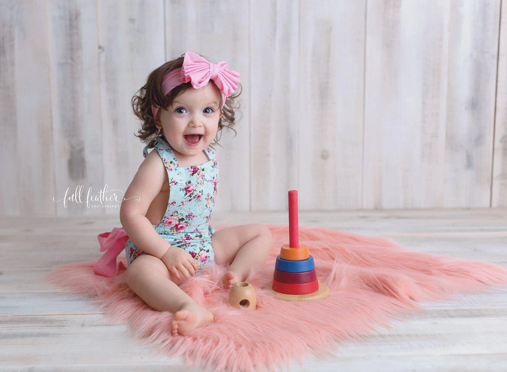 Coral Pink Peach Mongolian Faux Fur Photography Prop Rug Newborn Baby