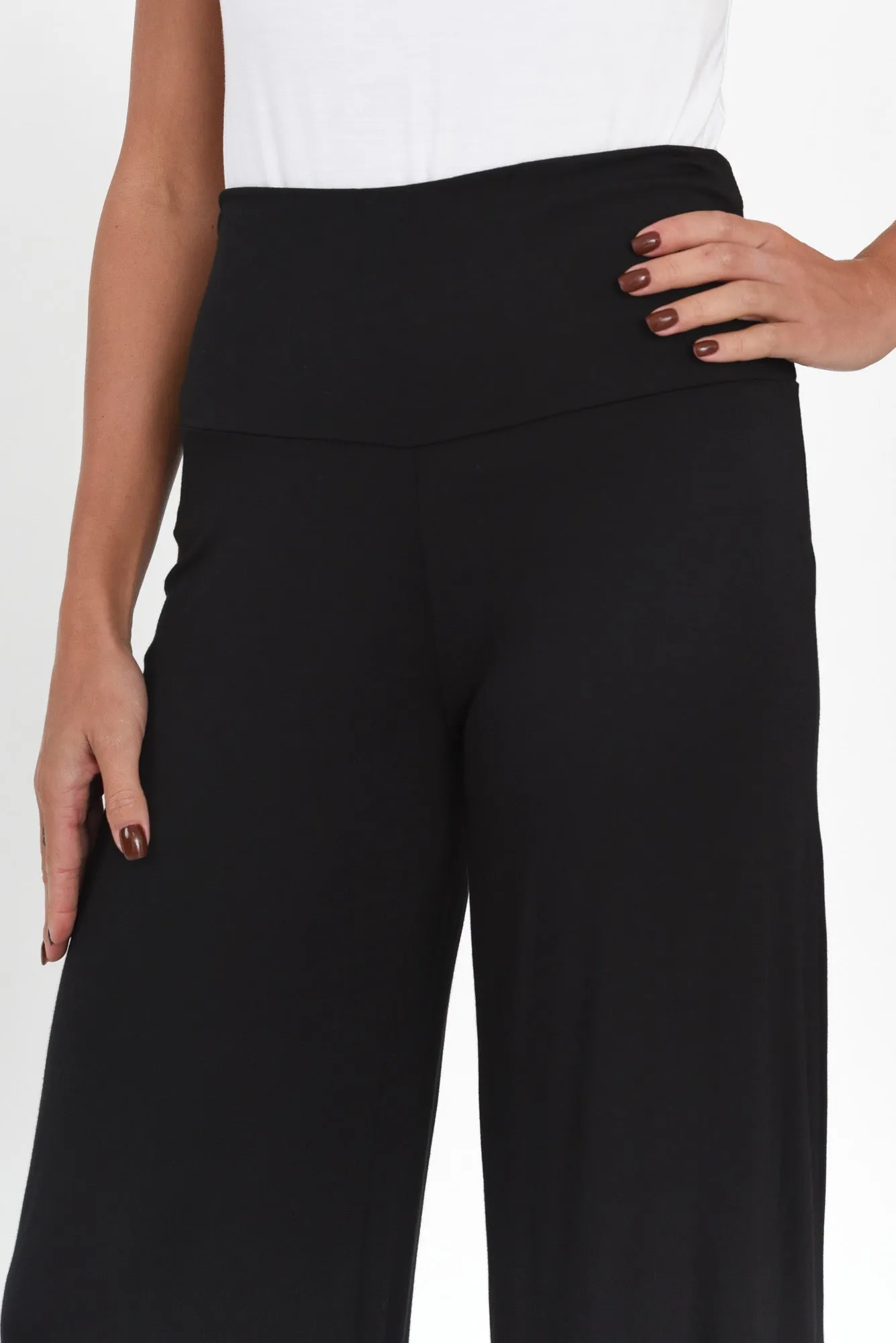 Cory Black Bamboo Wide Leg Pants