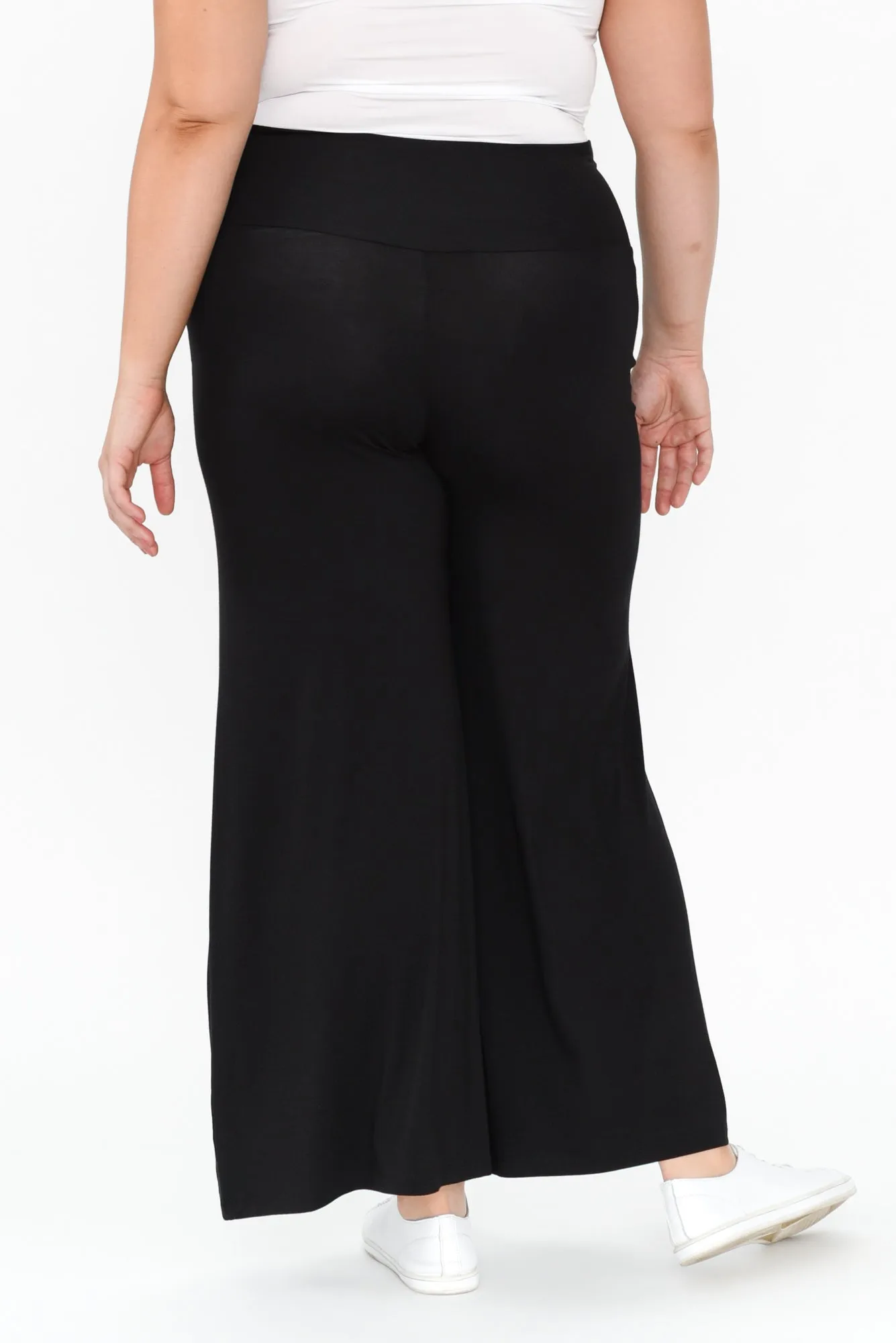 Cory Black Bamboo Wide Leg Pants