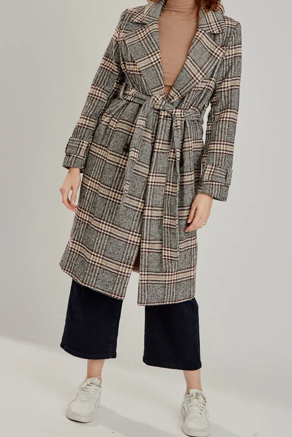 Dana Checkered Trench Coat