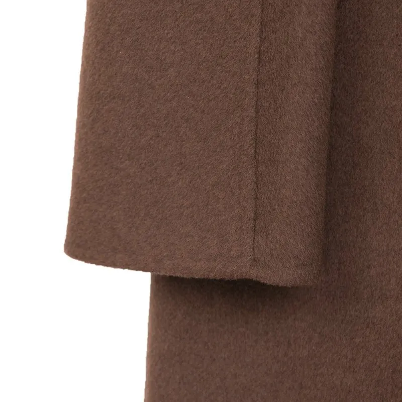 Dark Brown Long Wool Trench Coat