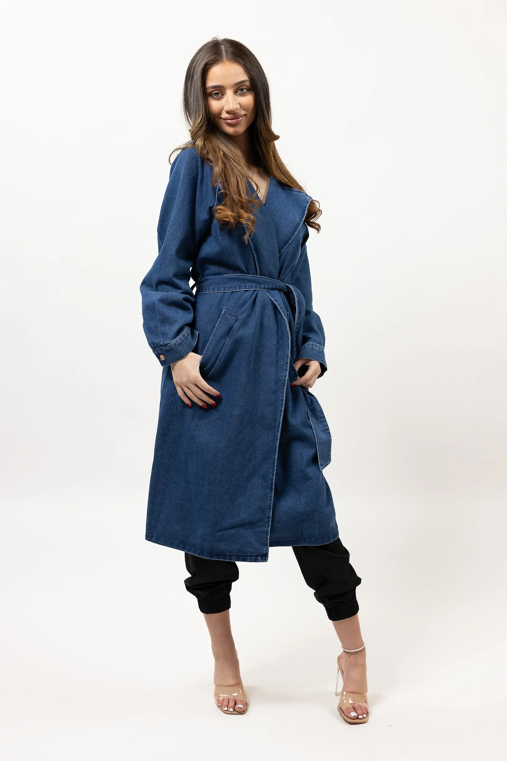 Denim Tie Trench