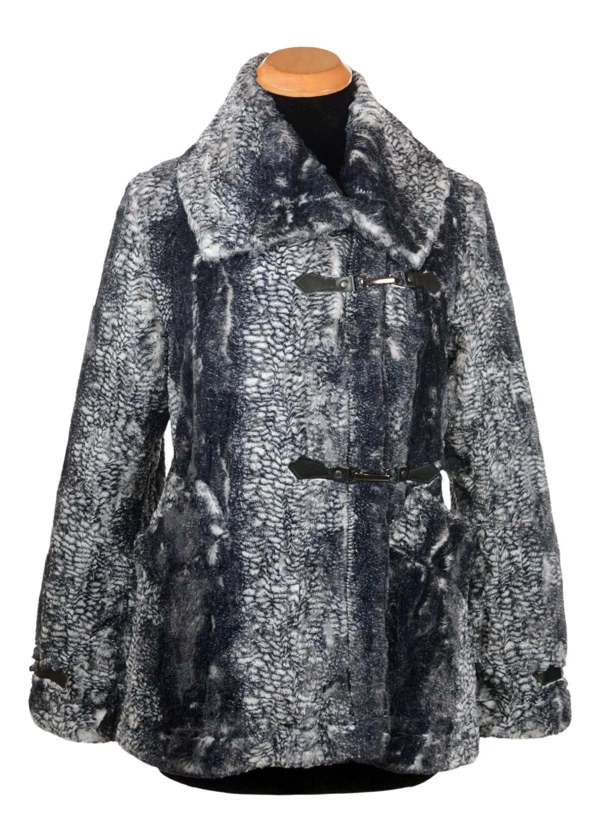 Dietrich Coat - Luxury Faux Fur Black Mamba (One Small!)