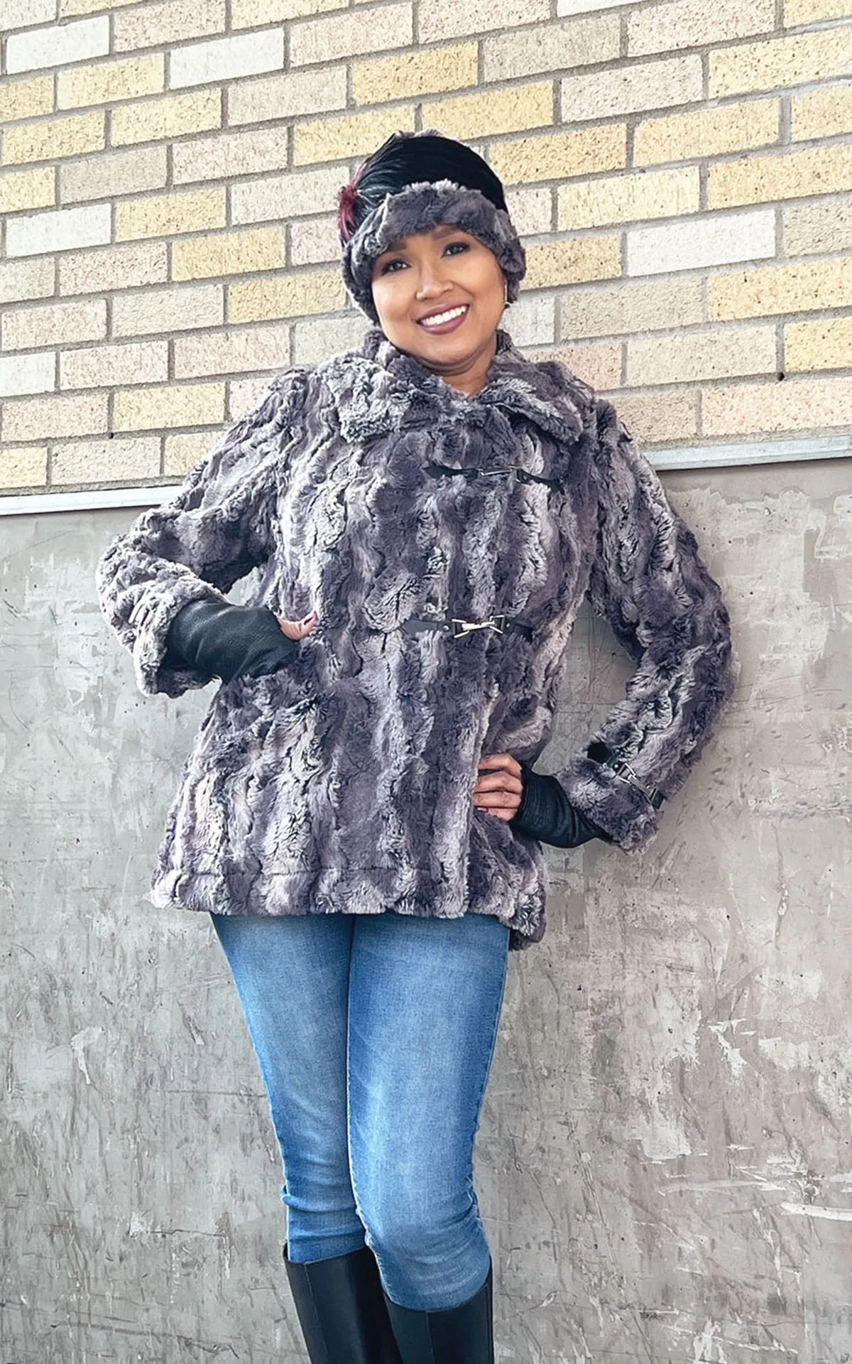 Dietrich Coat - Luxury Faux Fur in Muddy Waters (Only One Small Left!)