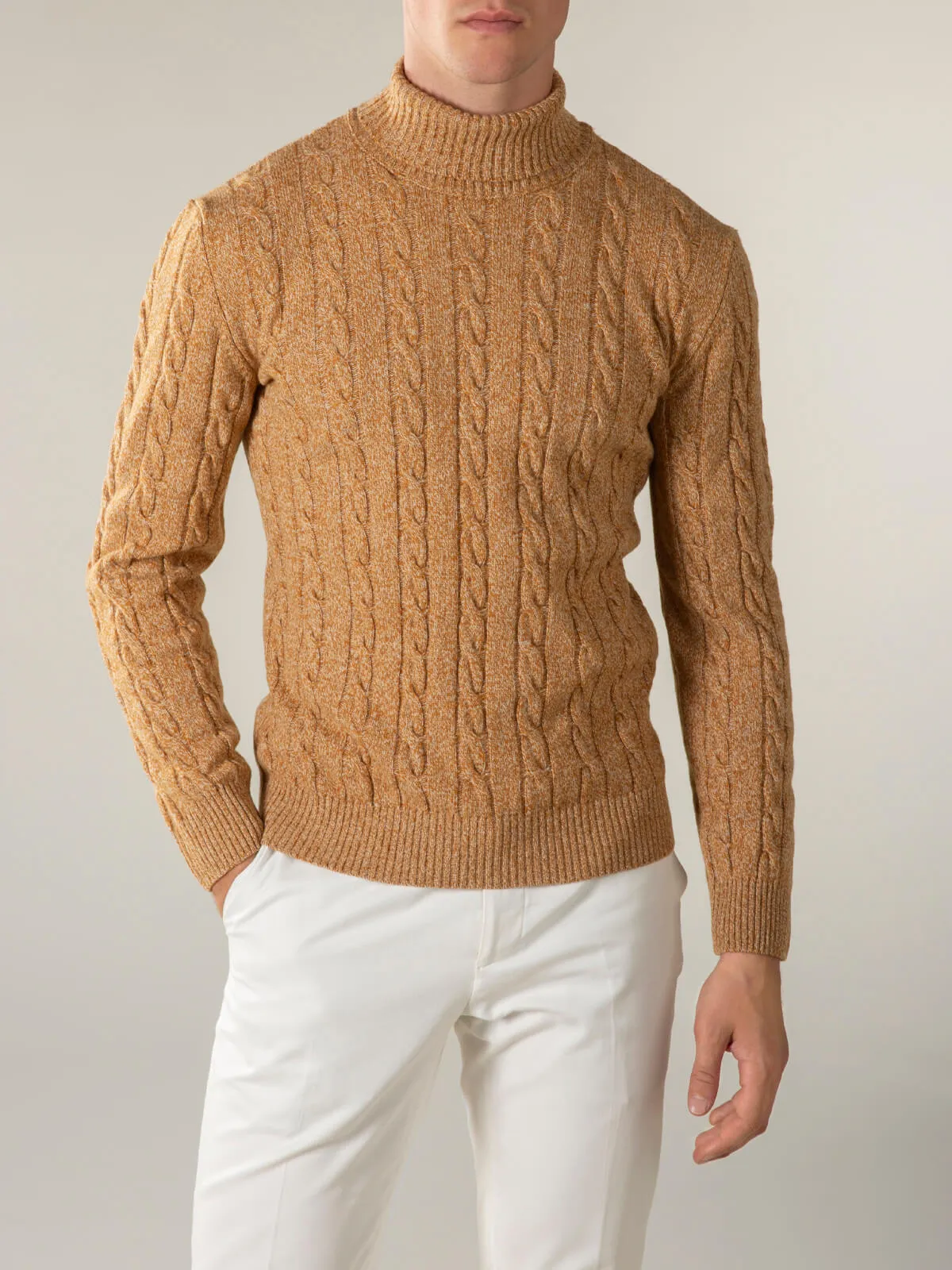 Dolcevita Cable Knit Sweater Gold