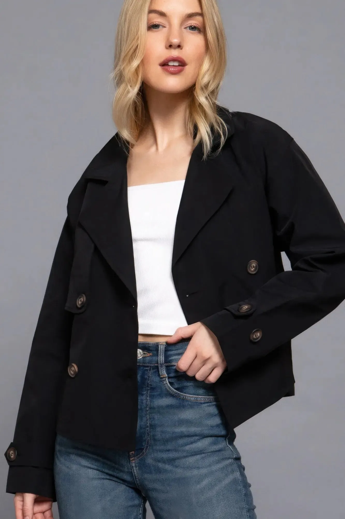 Double Breasted Short Women's Trench Jacket