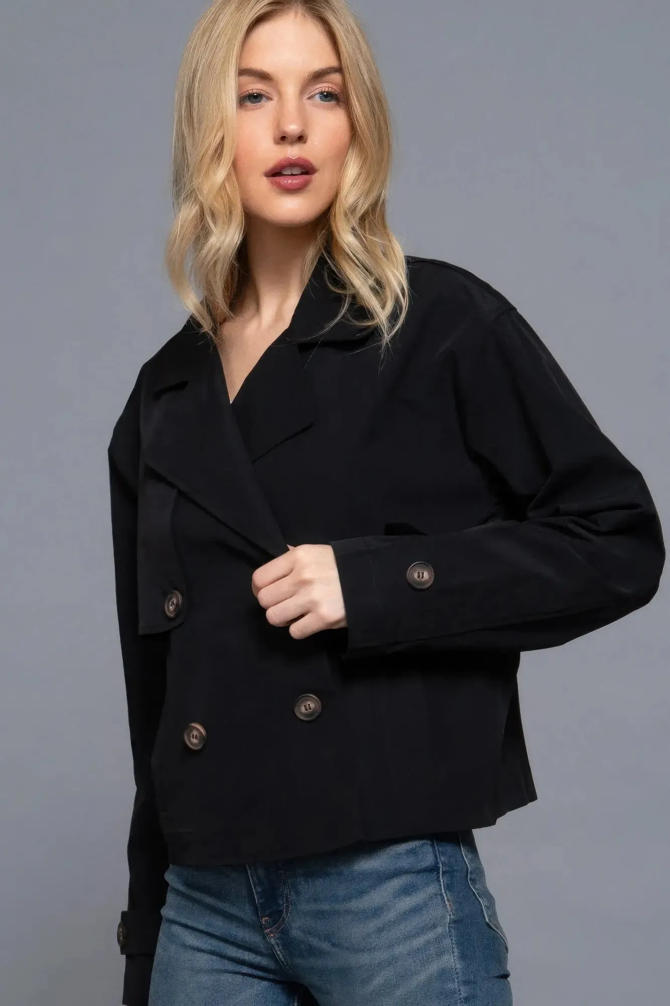 Double Breasted Short Women's Trench Jacket