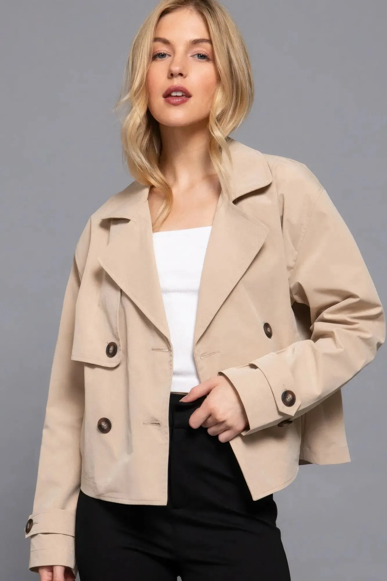 Double Breasted Short Women's Trench Jacket