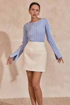 Eli Knit Top - Heron Blue/Ivory