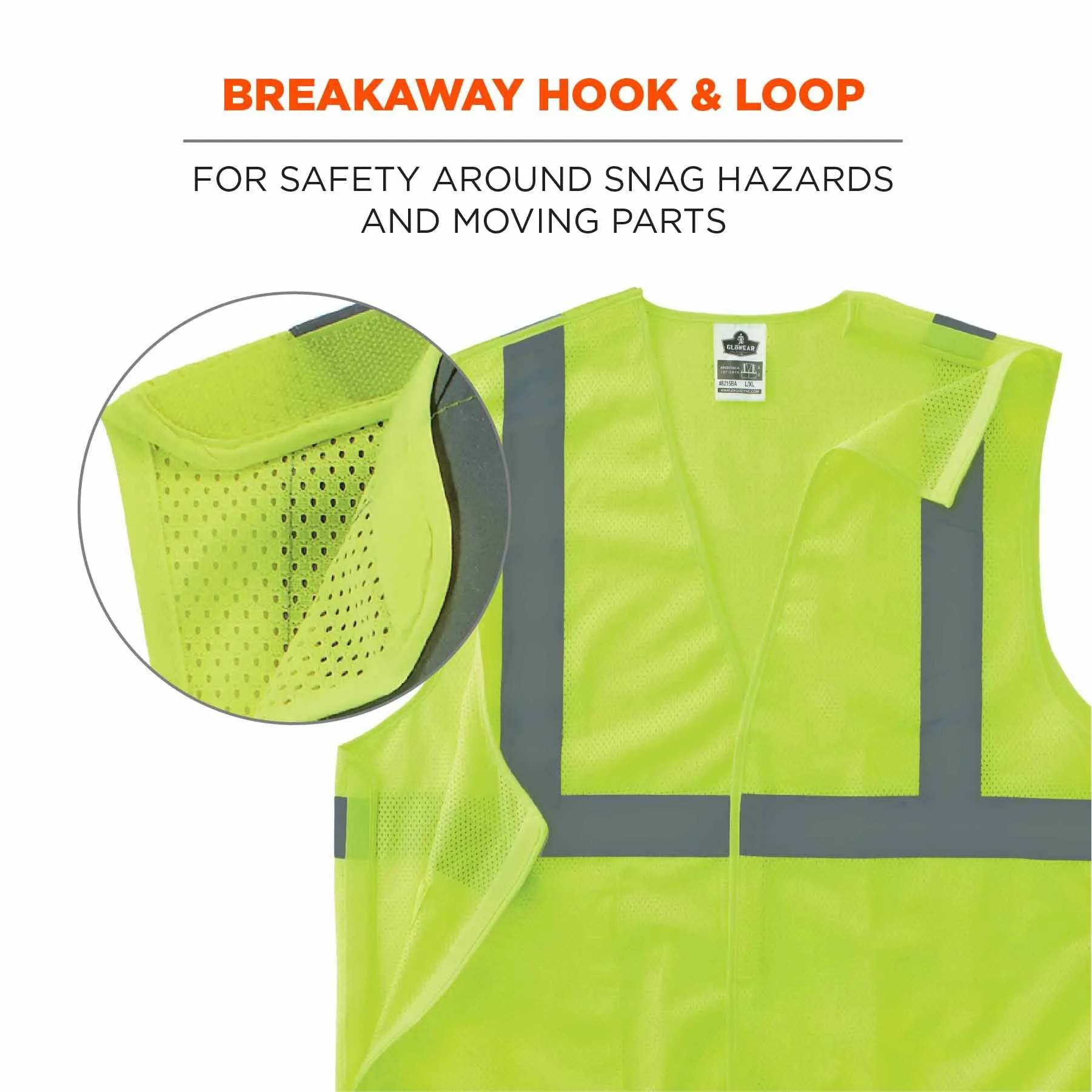 Ergodyne 24547 8215BA-S 3XL Lime Class 2 Economy Breakaway Mesh Vest - Single Size