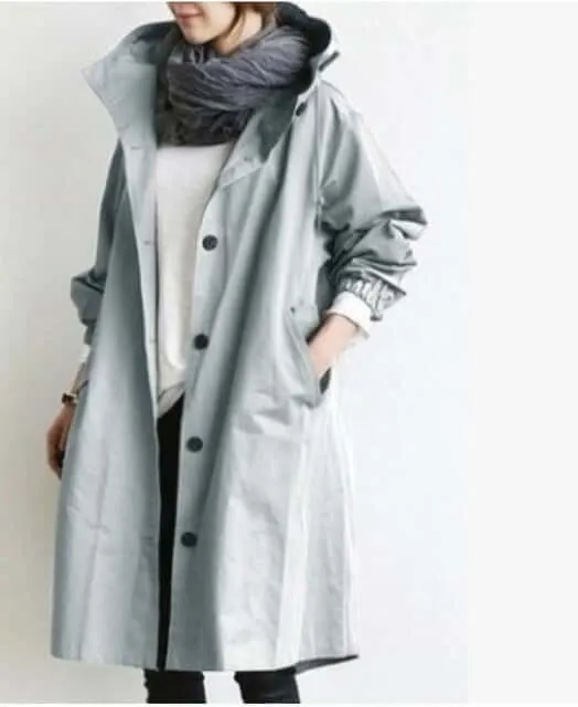 Fashion Womens Long Trench Coats Windproof   Hood