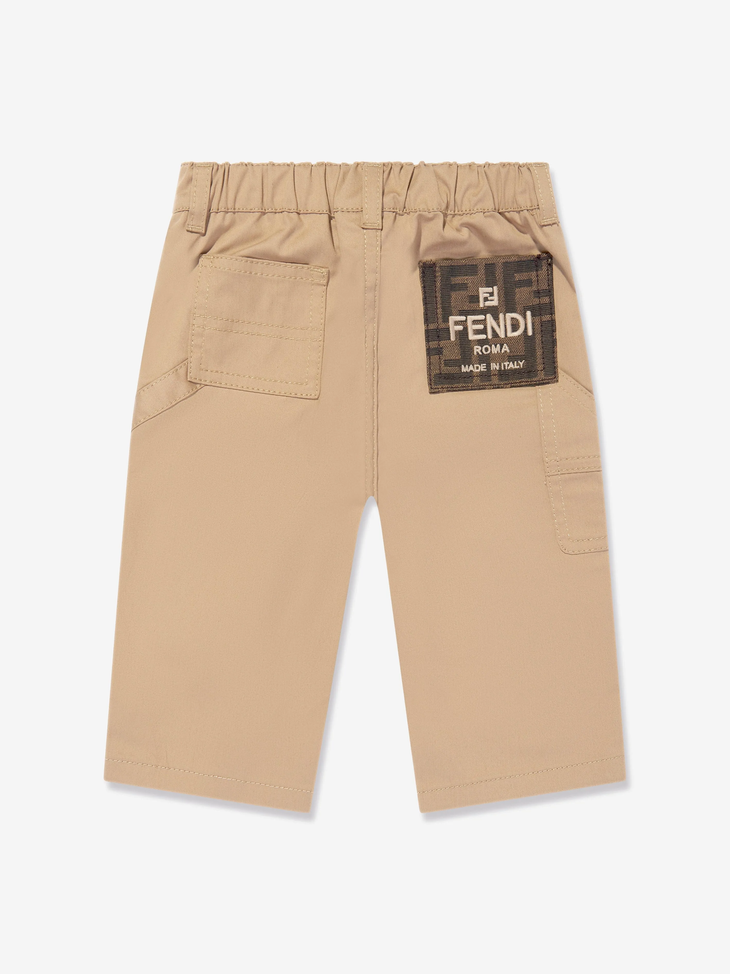 Fendi Baby Boys Gabardine Trousers in Beige