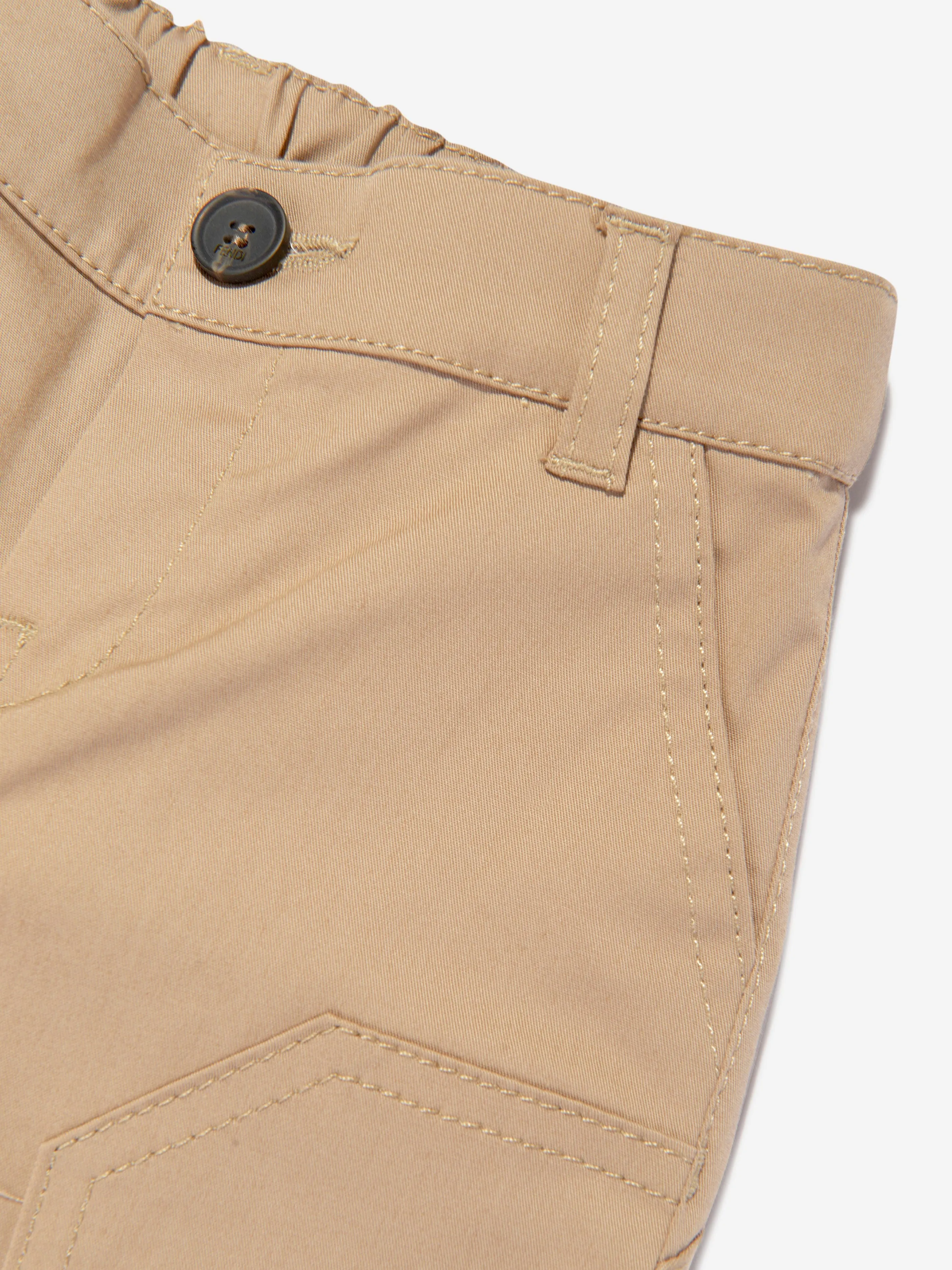 Fendi Baby Boys Gabardine Trousers in Beige