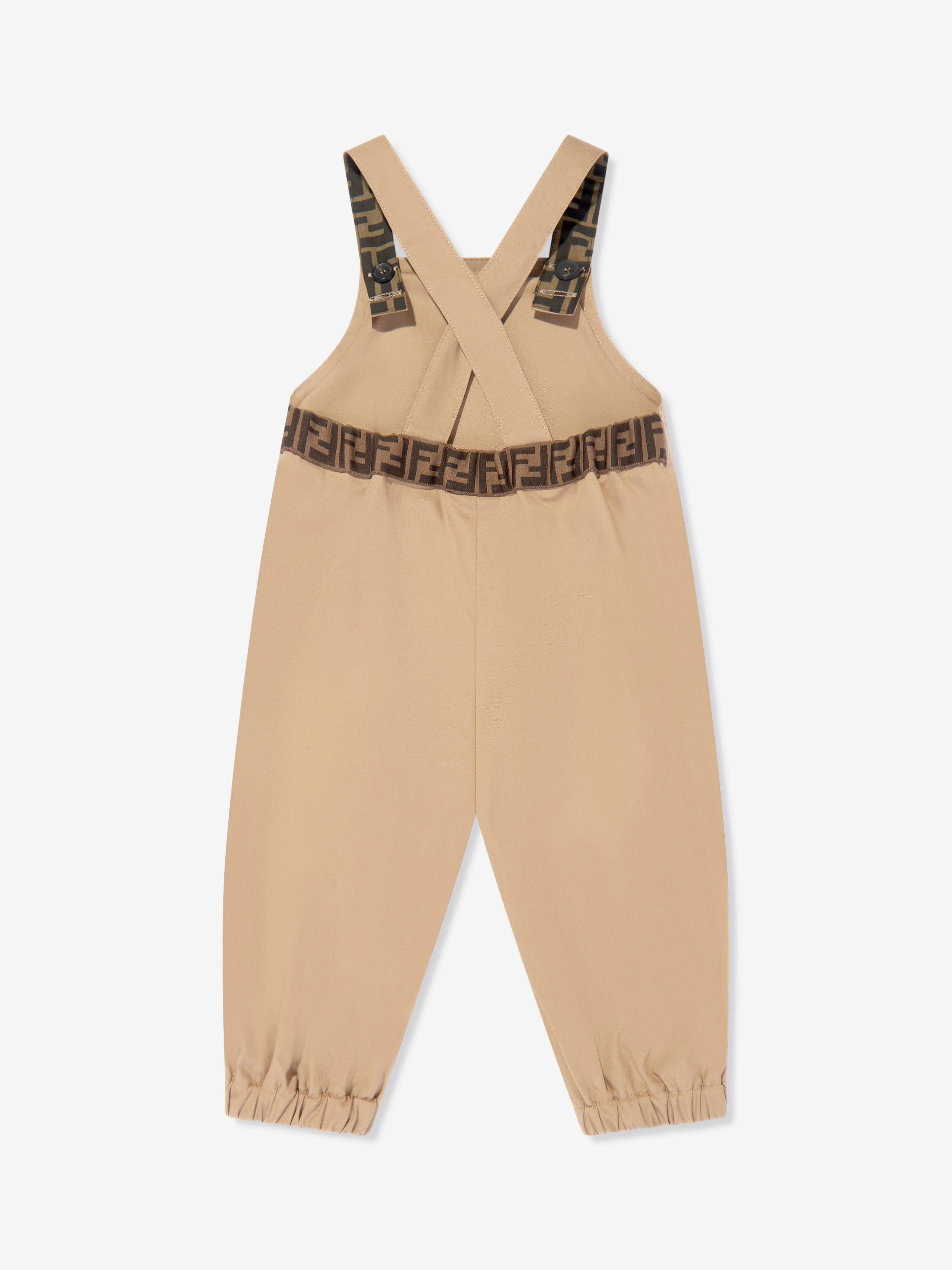 Fendi Baby FF Logo Dungarees in Beige