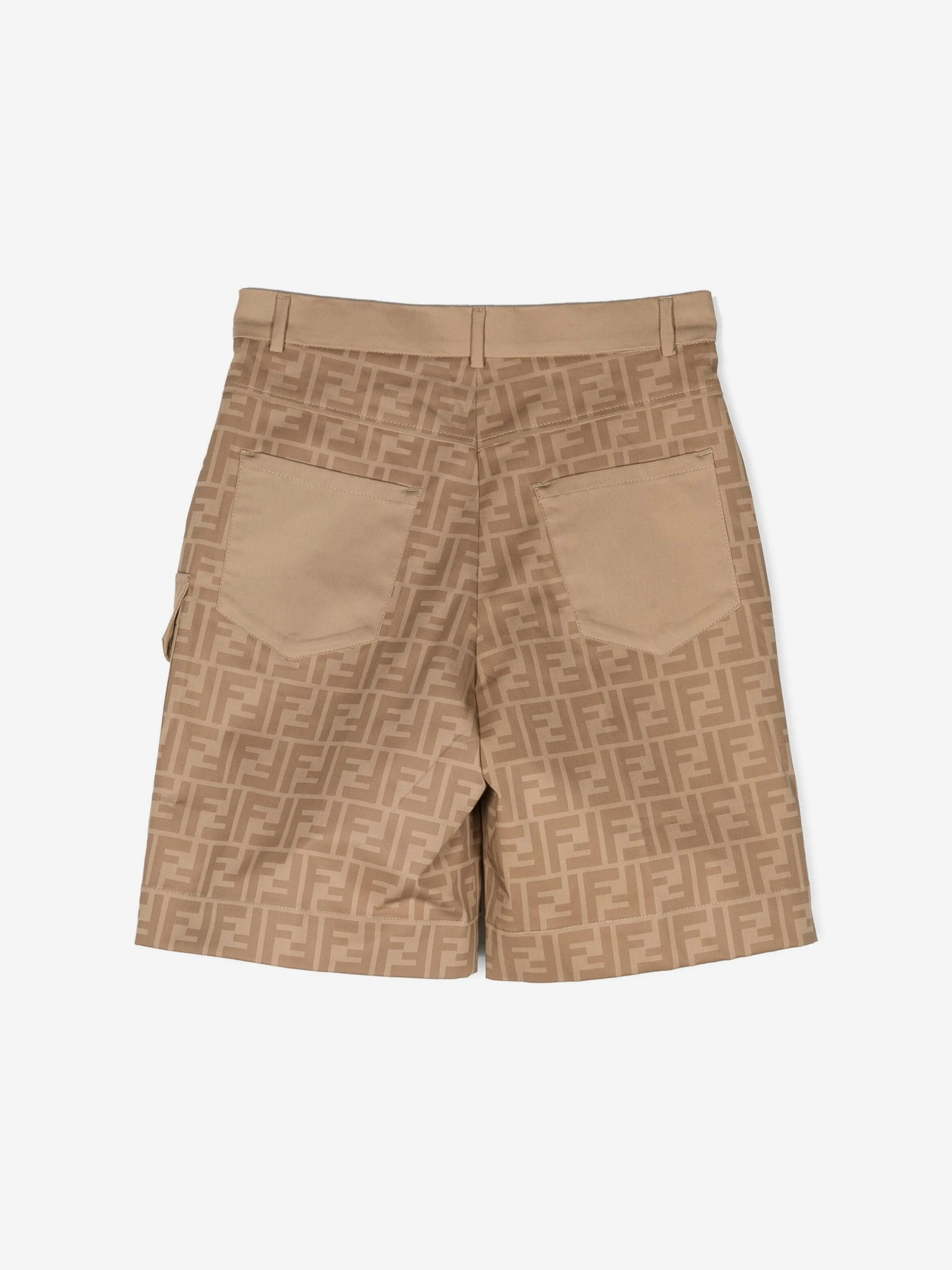 Fendi Boys FF Logo Shorts in Beige