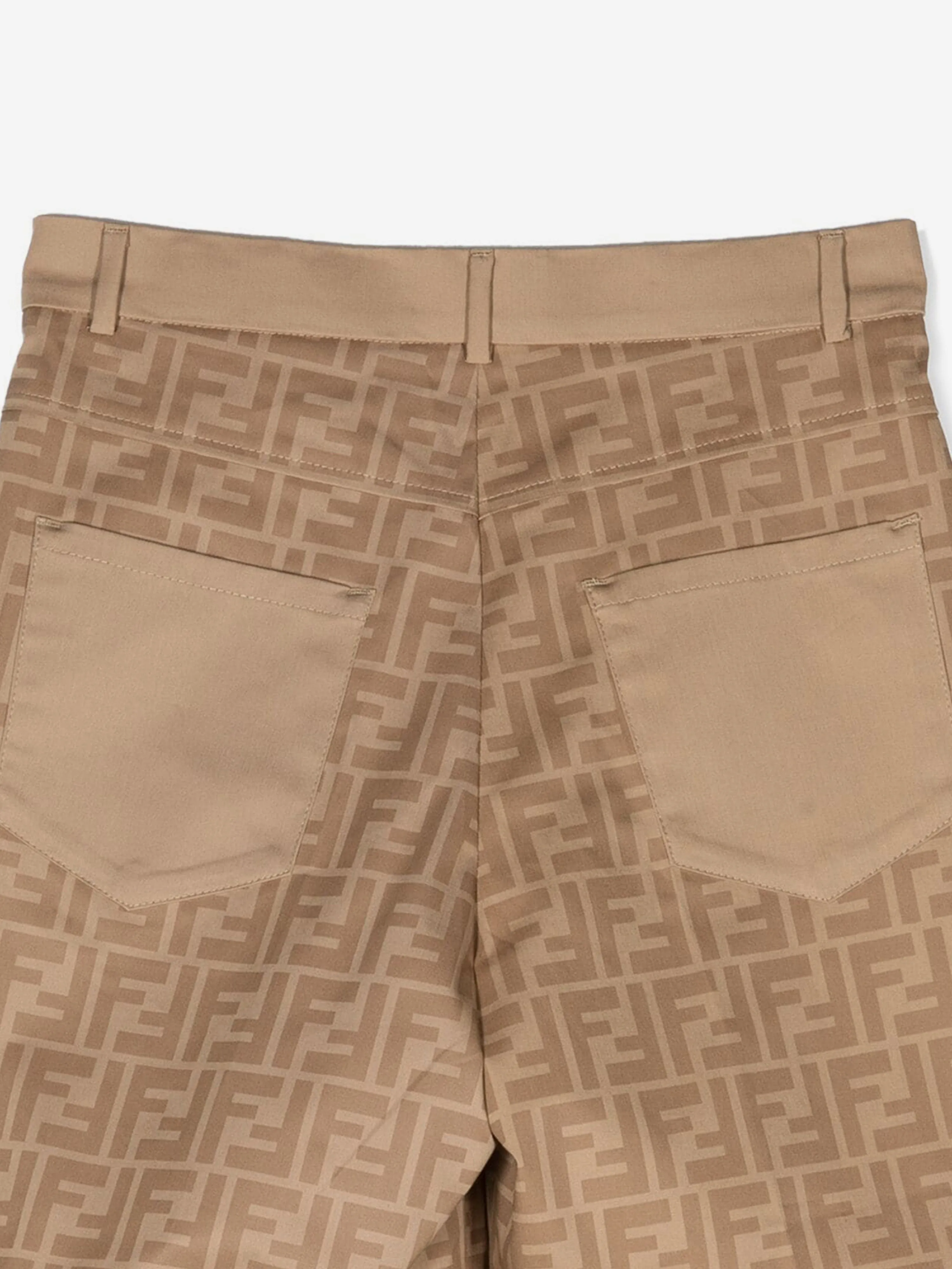 Fendi Boys FF Logo Shorts in Beige