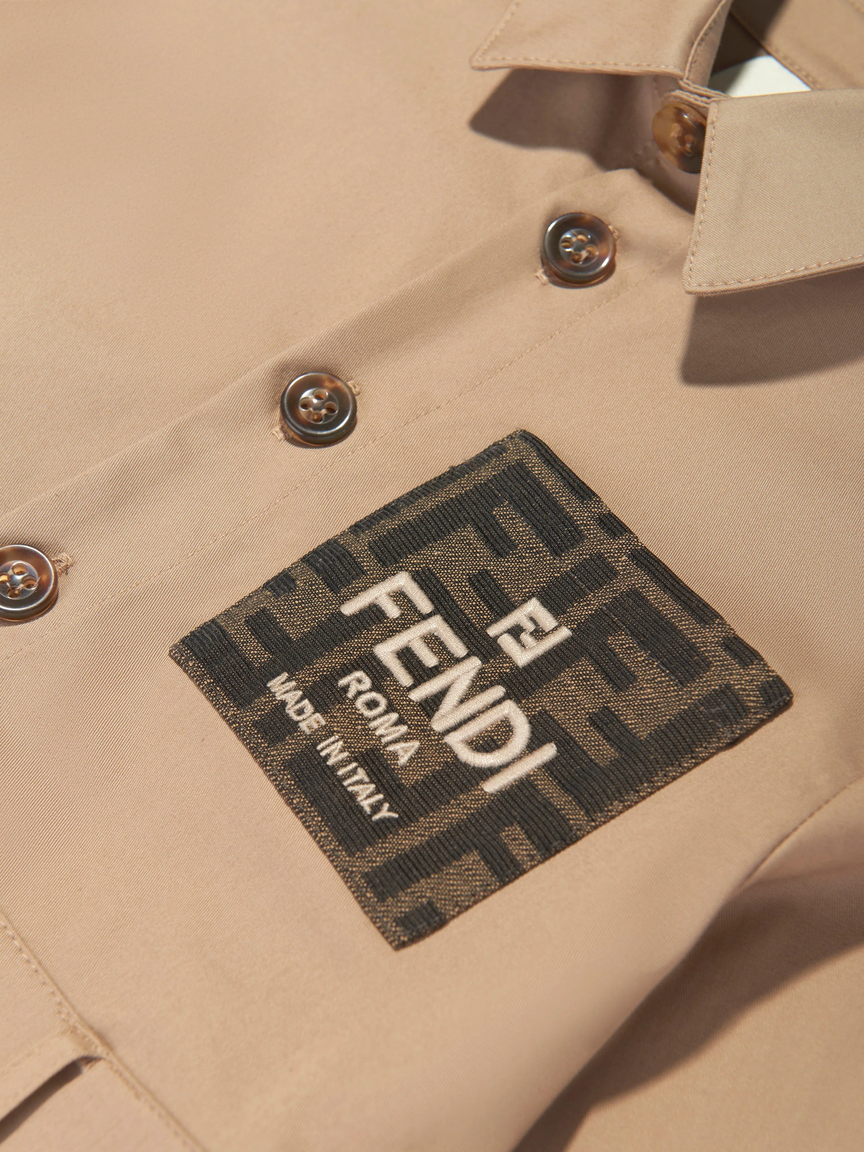 Fendi Girls Logo Trench Dress in Beige