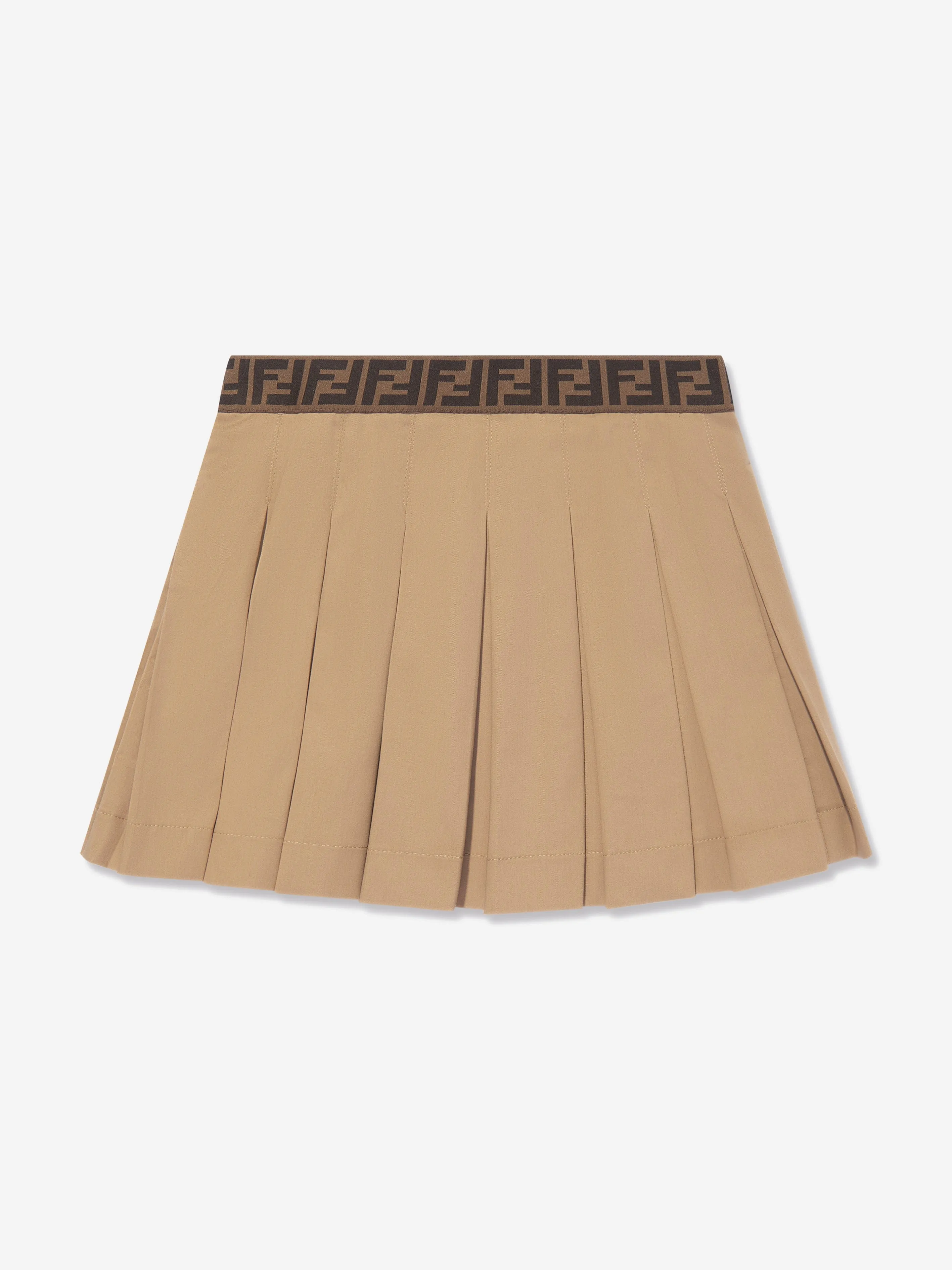 Fendi Girls Pleated Skirt in Beige