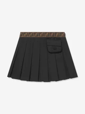 Fendi Girls Pleated Skirt in Black