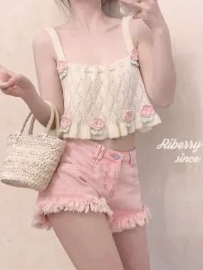 Flower Dance Floral knitted vest top