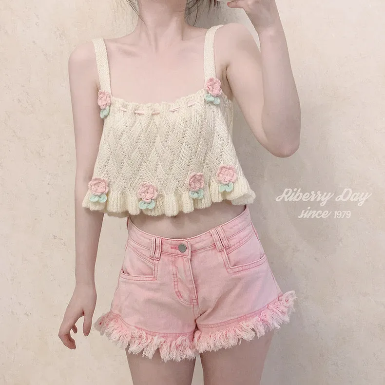 Flower Dance Floral knitted vest top