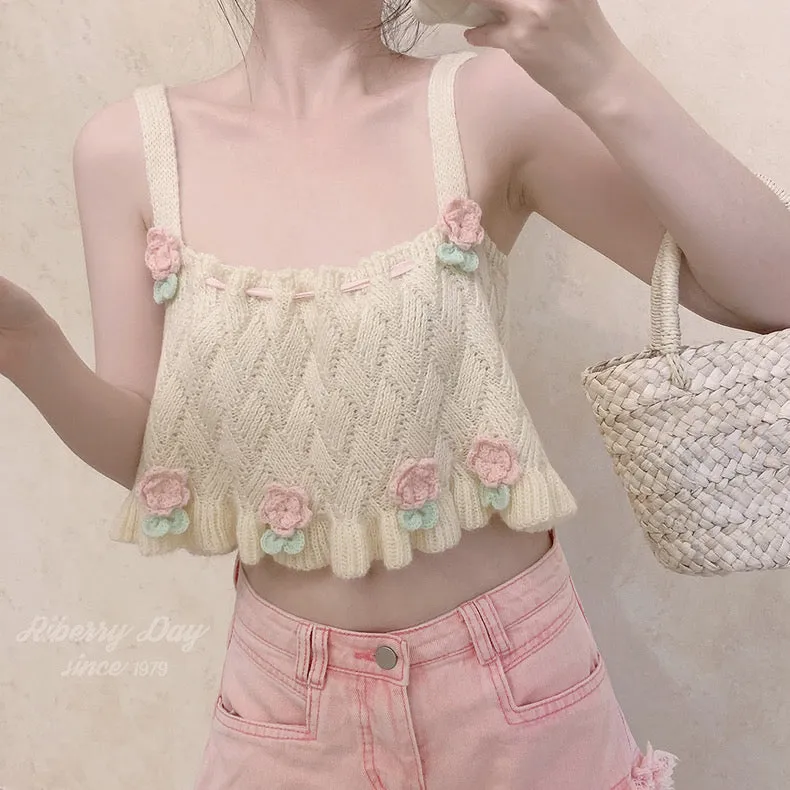 Flower Dance Floral knitted vest top