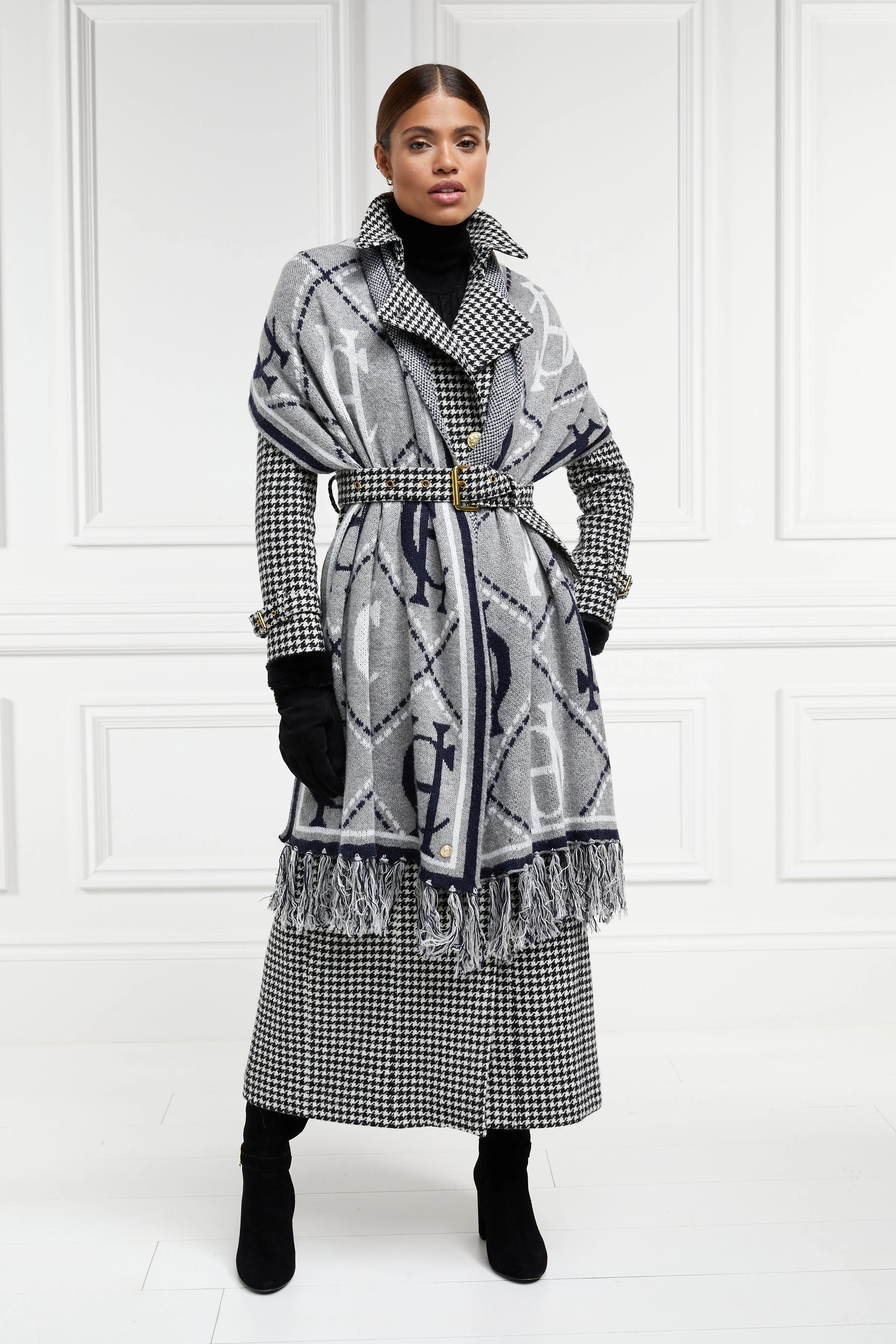 Full Length Marlborough Trench Coat (Houndstooth)