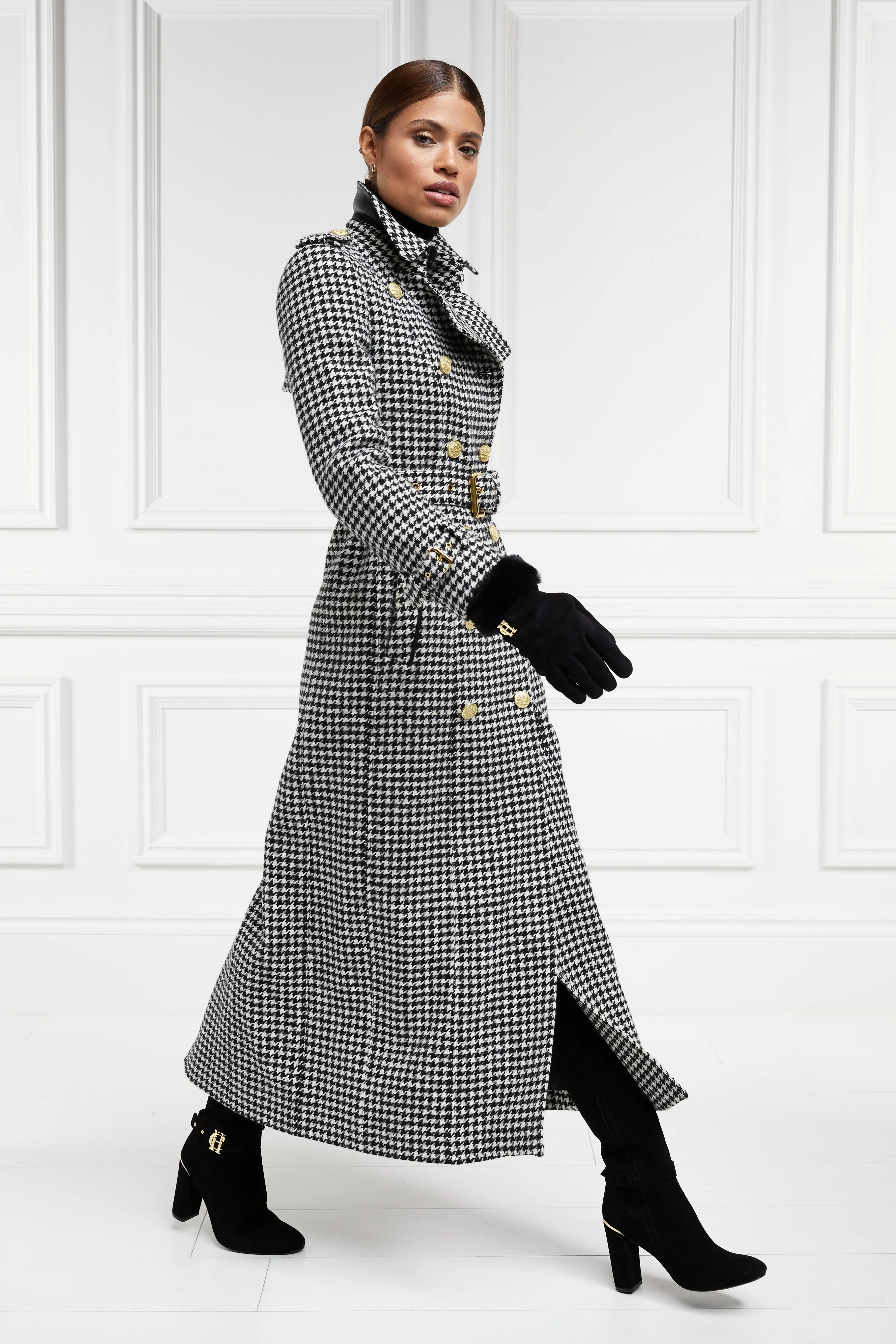 Full Length Marlborough Trench Coat (Houndstooth)