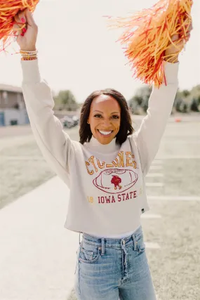 Gameday Social - Cyclones Hand Drawn Football Ivory Mock Neck