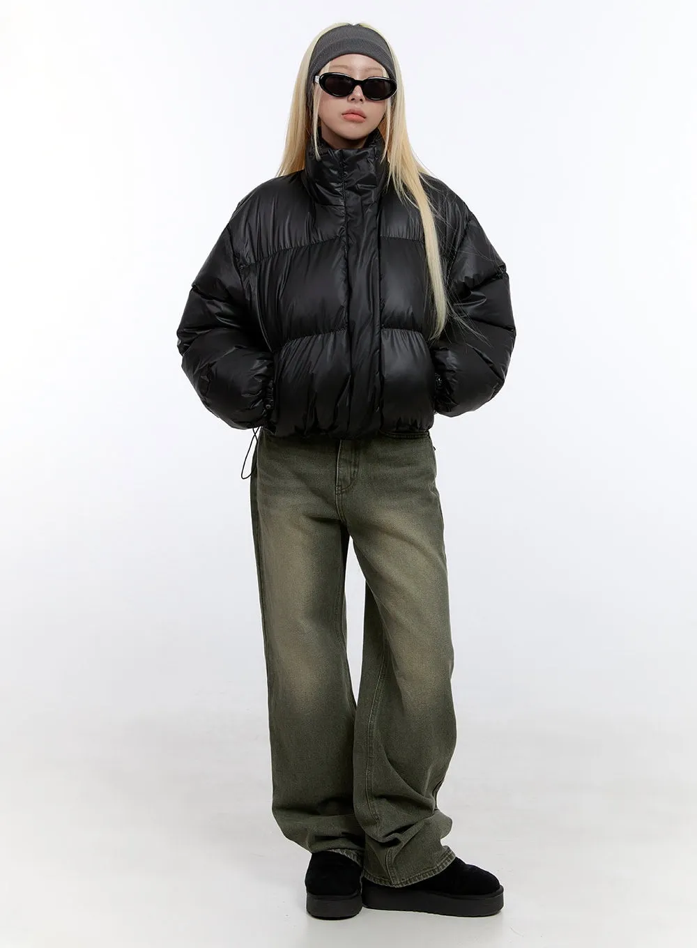 Glossy Crop Puffer Jacket CO419