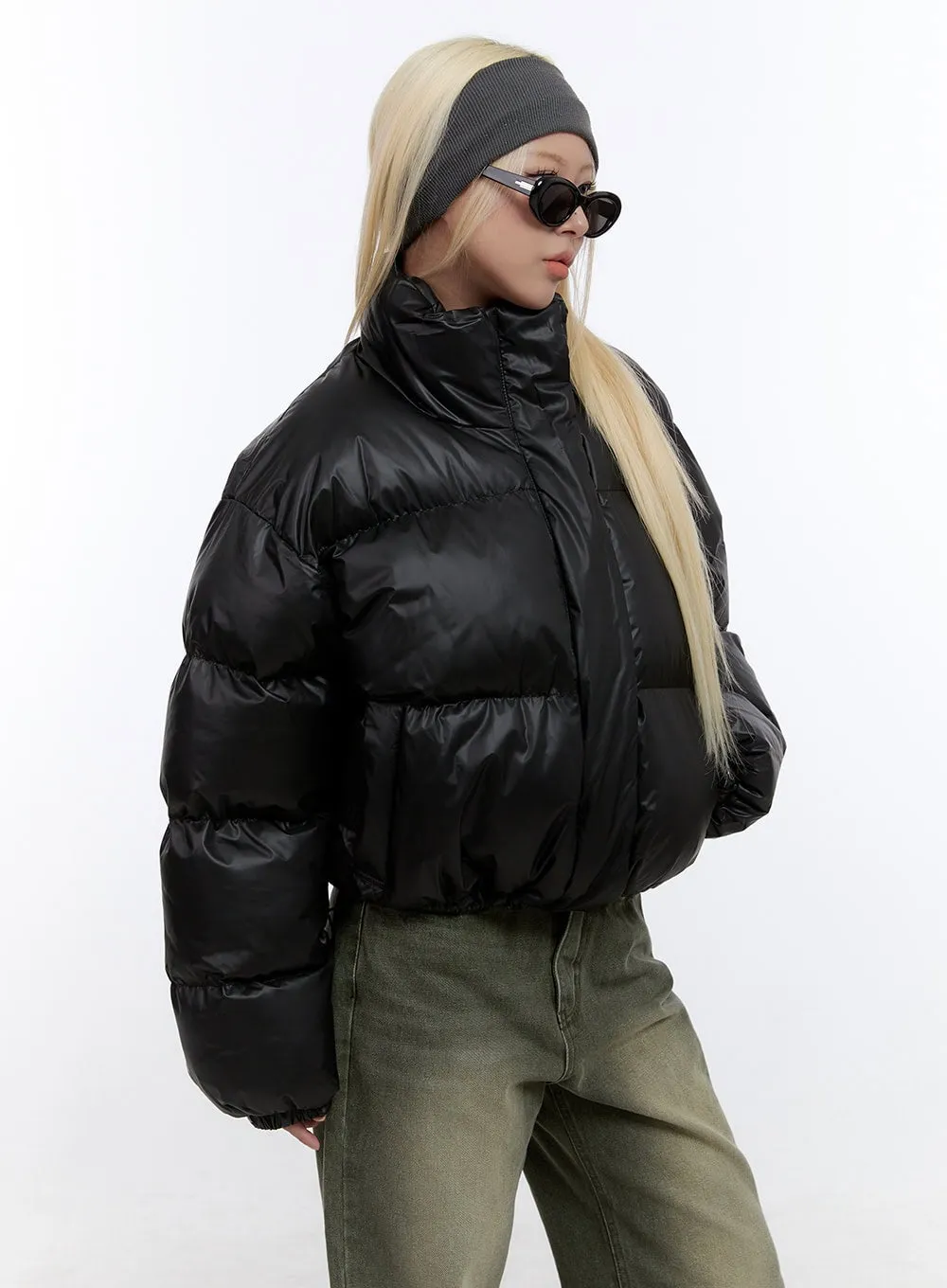 Glossy Crop Puffer Jacket CO419