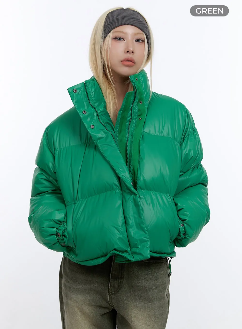 Glossy Crop Puffer Jacket CO419