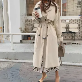 Glow Chic's Mid-Length Korean Style Loose Coat - Spring and Autumn British Fashion