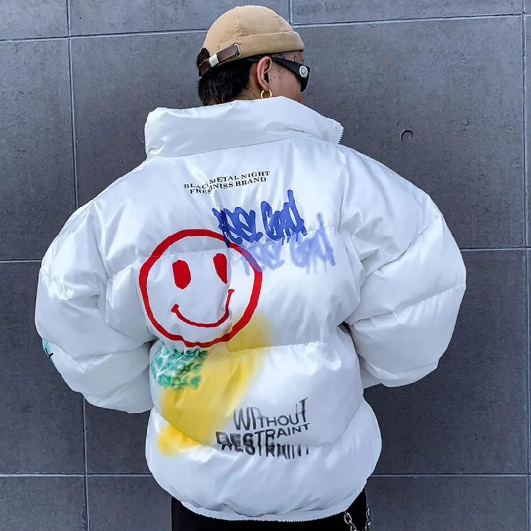 Graffiti Smile Puffer Jacket