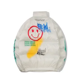 Graffiti Smile Puffer Jacket