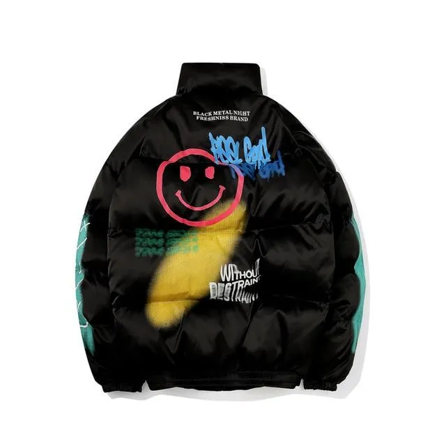 Graffiti Smile Puffer Jacket