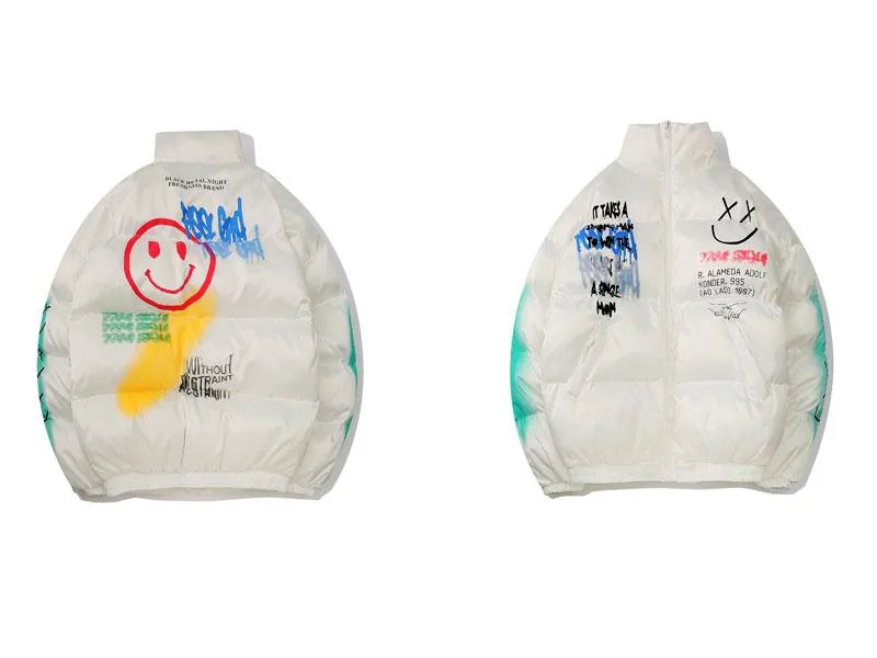 Graffiti Smile Puffer Jacket