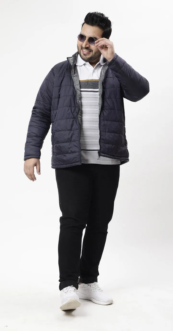 Grey Reversible Puffer Plus Size Jacket