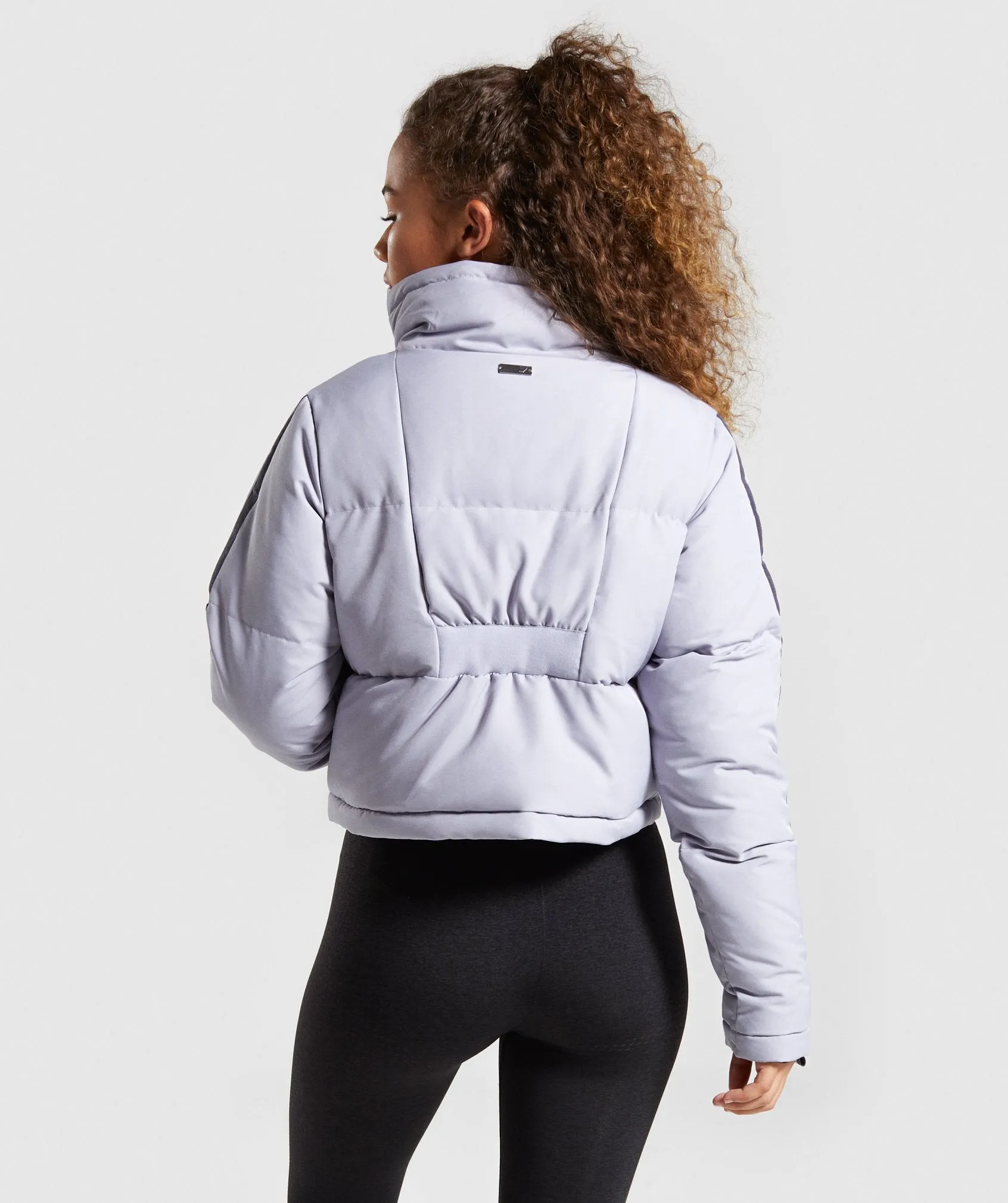 Gymshark Oversized Puffer Jacket - Lilac Grey/Dark Blue