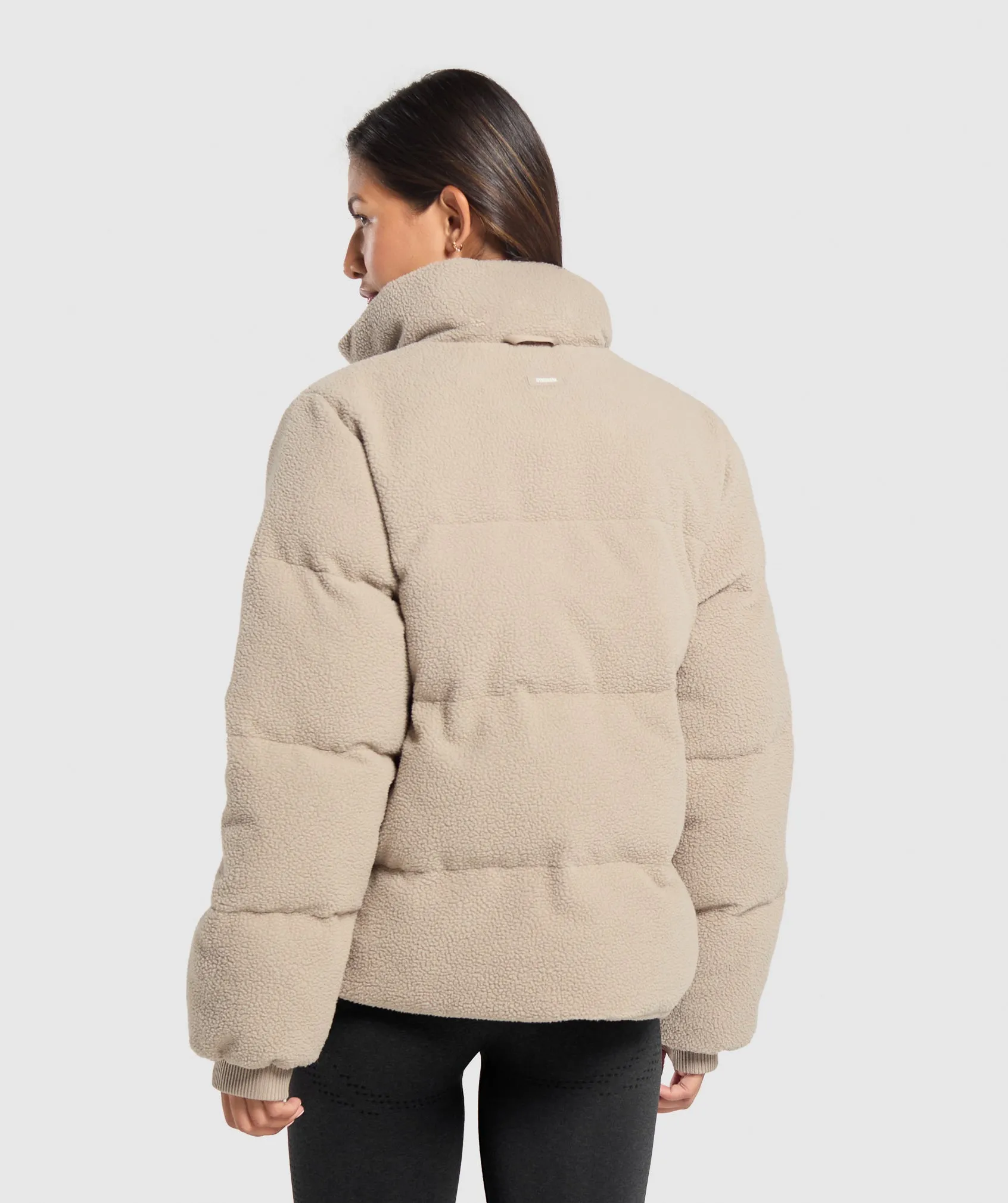 Gymshark Sherpa Puffer Jacket - Sand Brown