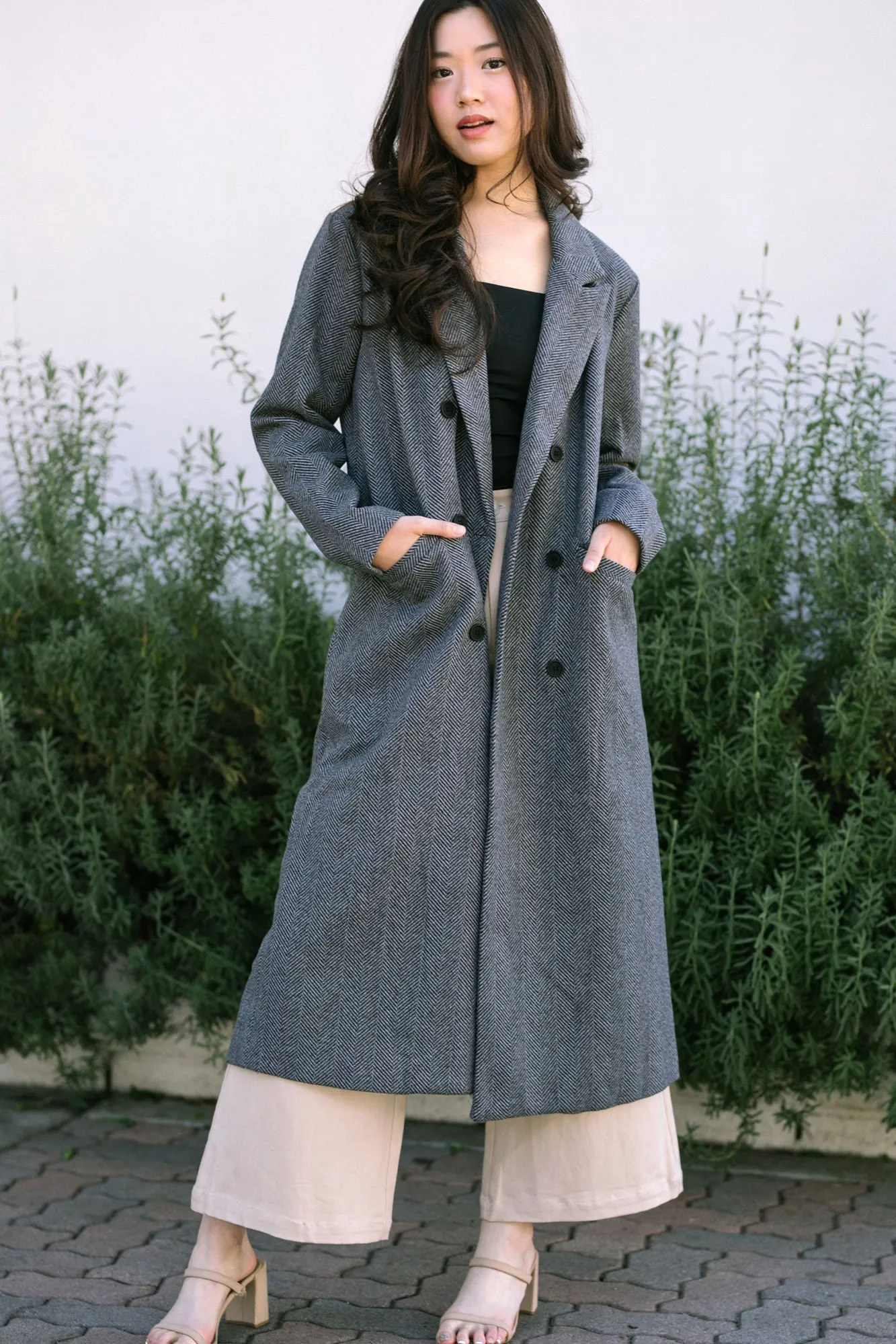 Hollis Herringbone Long Coat