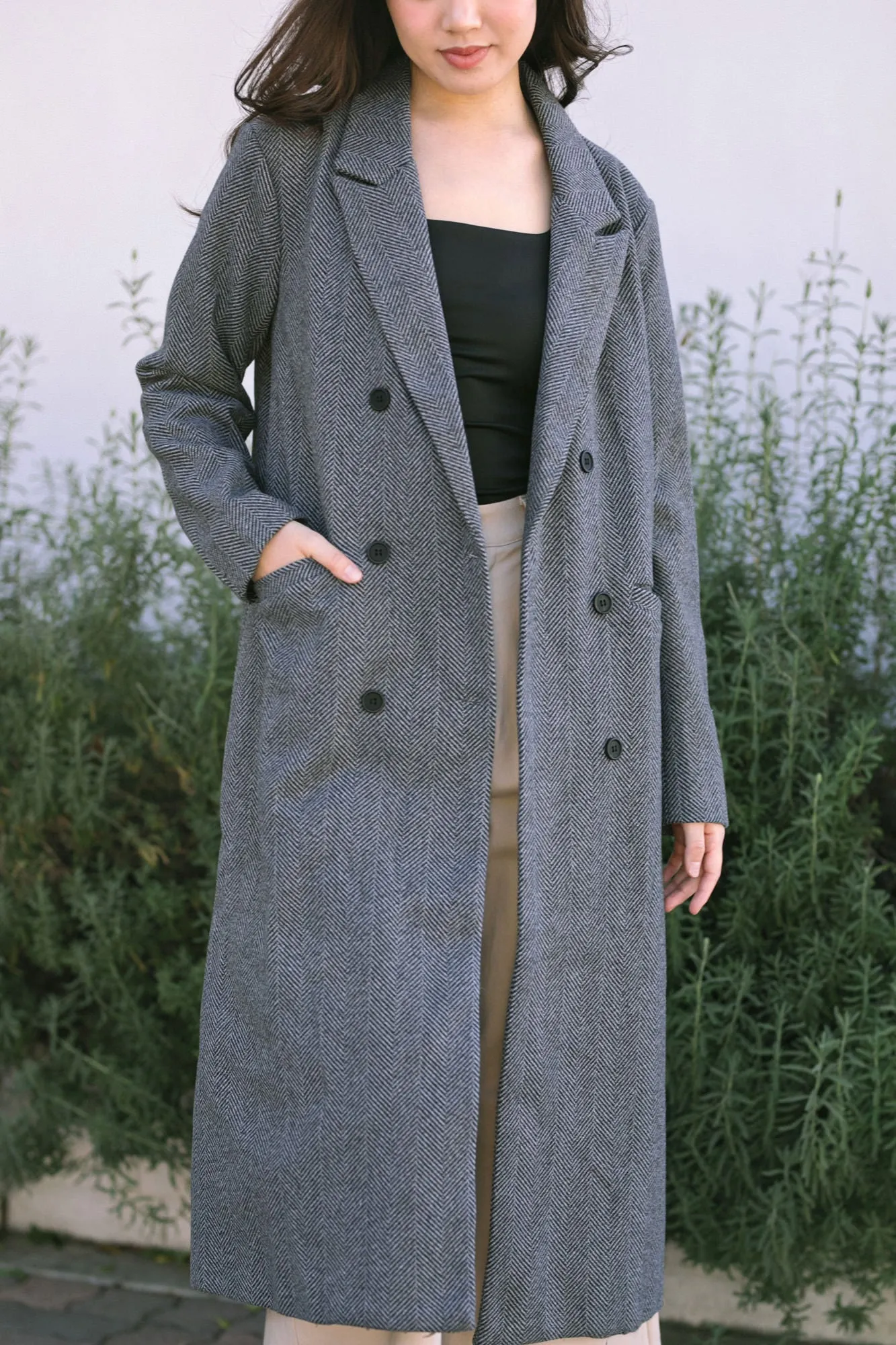 Hollis Herringbone Long Coat