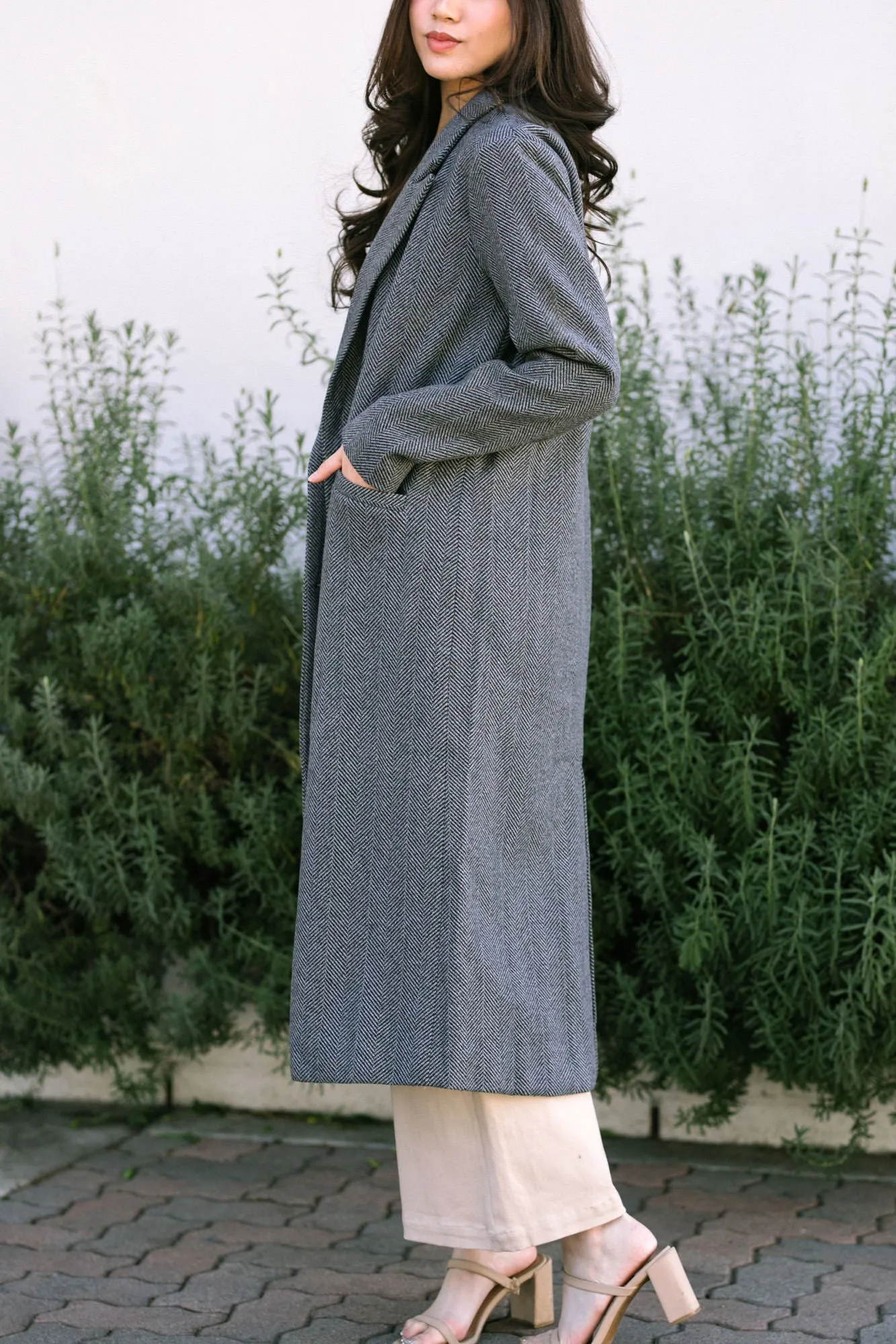 Hollis Herringbone Long Coat