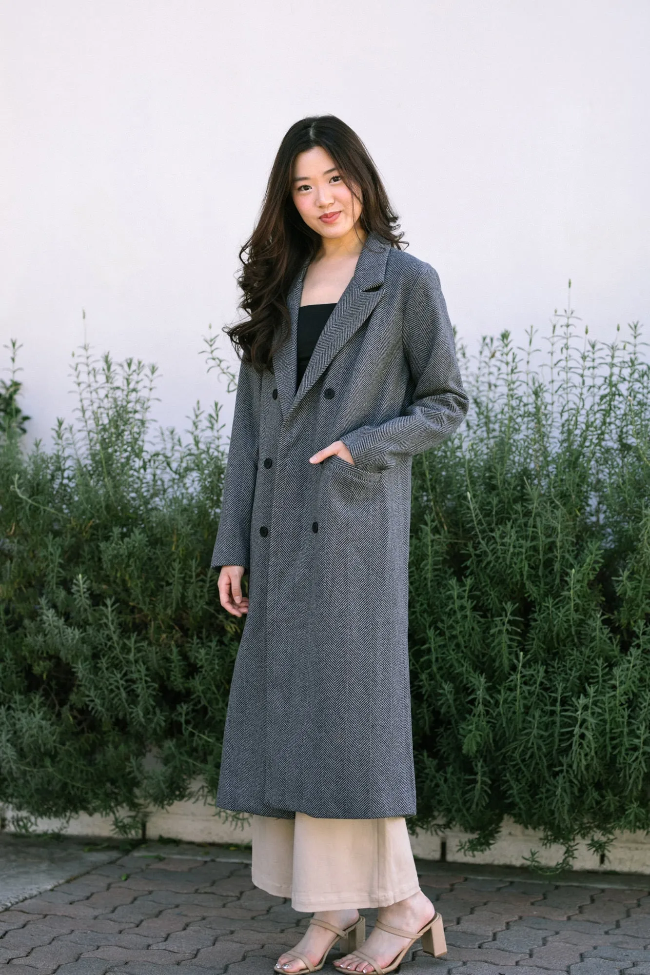 Hollis Herringbone Long Coat