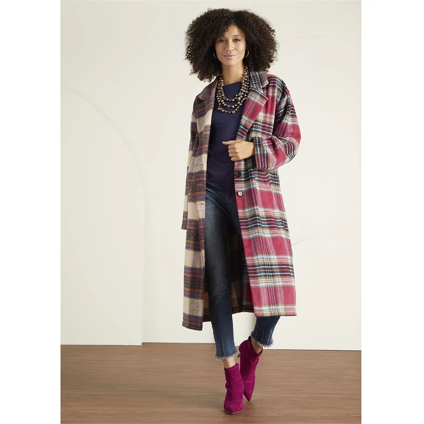 Hope Oversized Long Plaid Trench-Coat