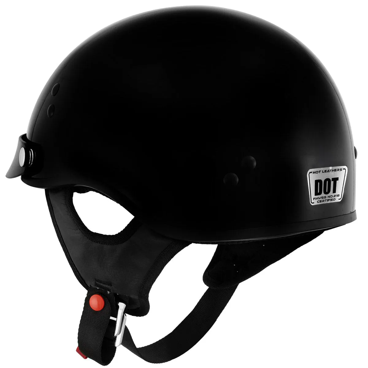 Hot Leathers HLT70 'Stealth' Glossy Black Motorcycle DOT Skull Cap