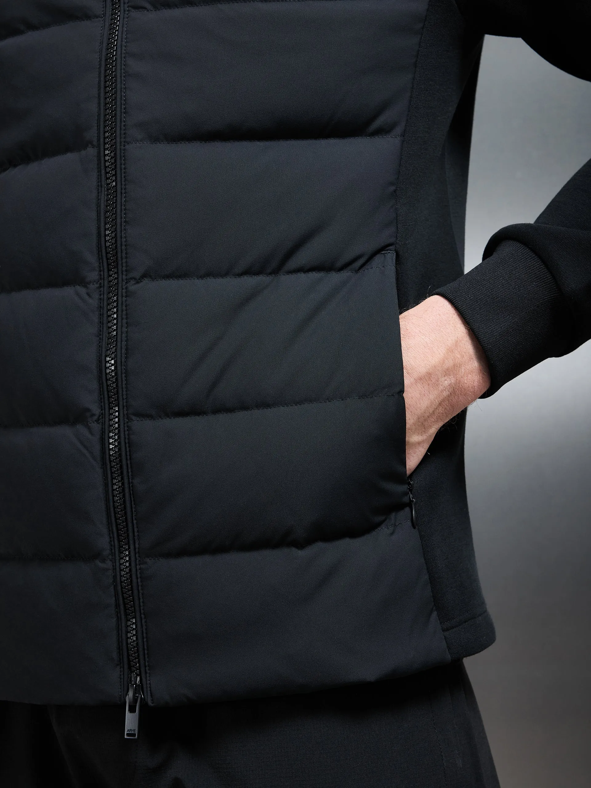 Hybrid Technical Puffer Jacket in Black