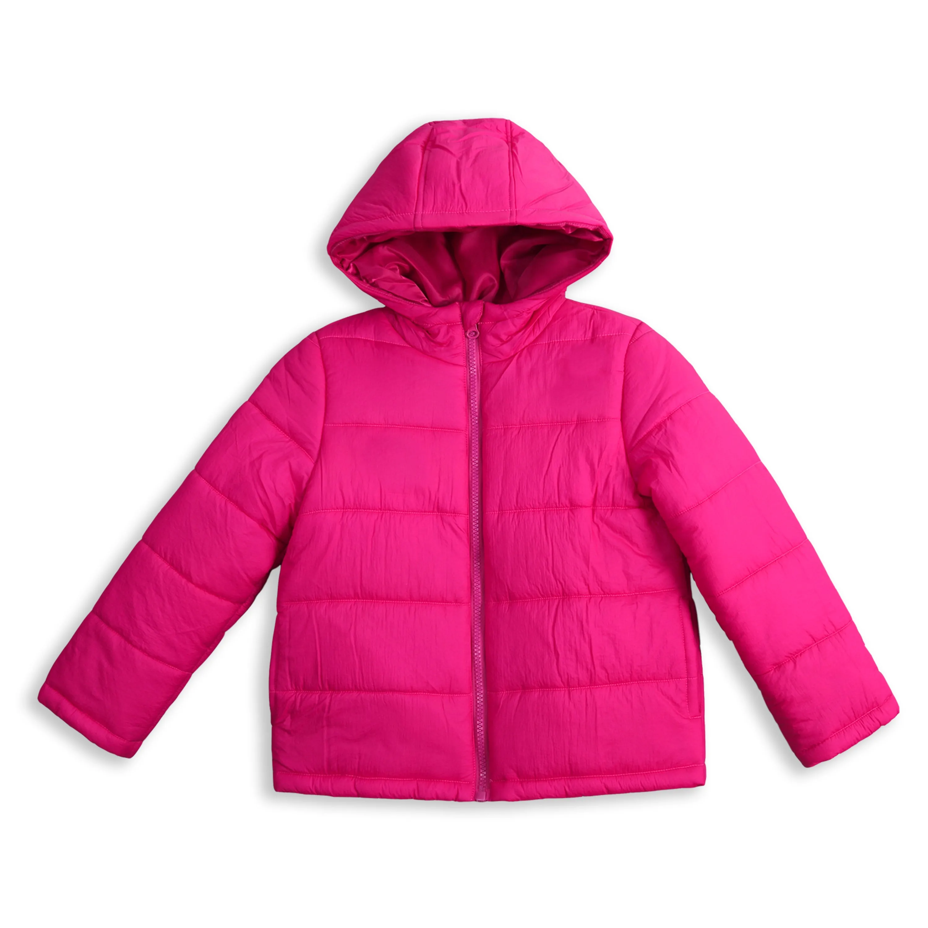 IKALI Girls Winter Puffer Jacket Lightweight Outwear Girls Rose red (3-12Y)