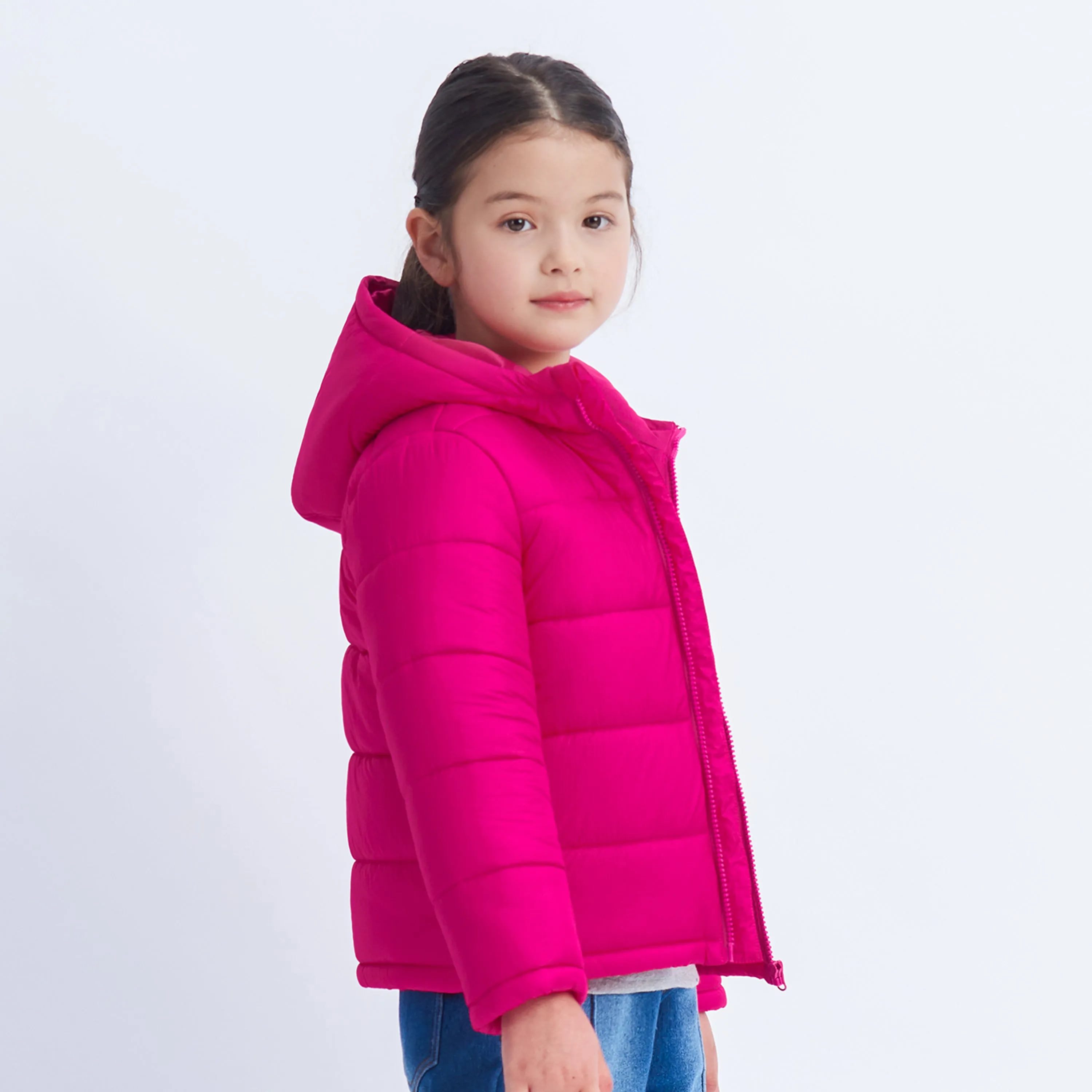 IKALI Girls Winter Puffer Jacket Lightweight Outwear Girls Rose red (3-12Y)