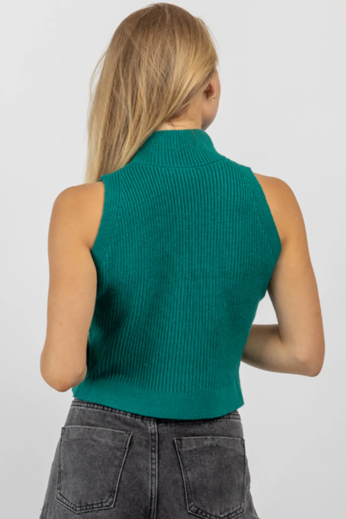 JADE GREEN MOCK NECK KNIT TANK *BACK IN STOCK*